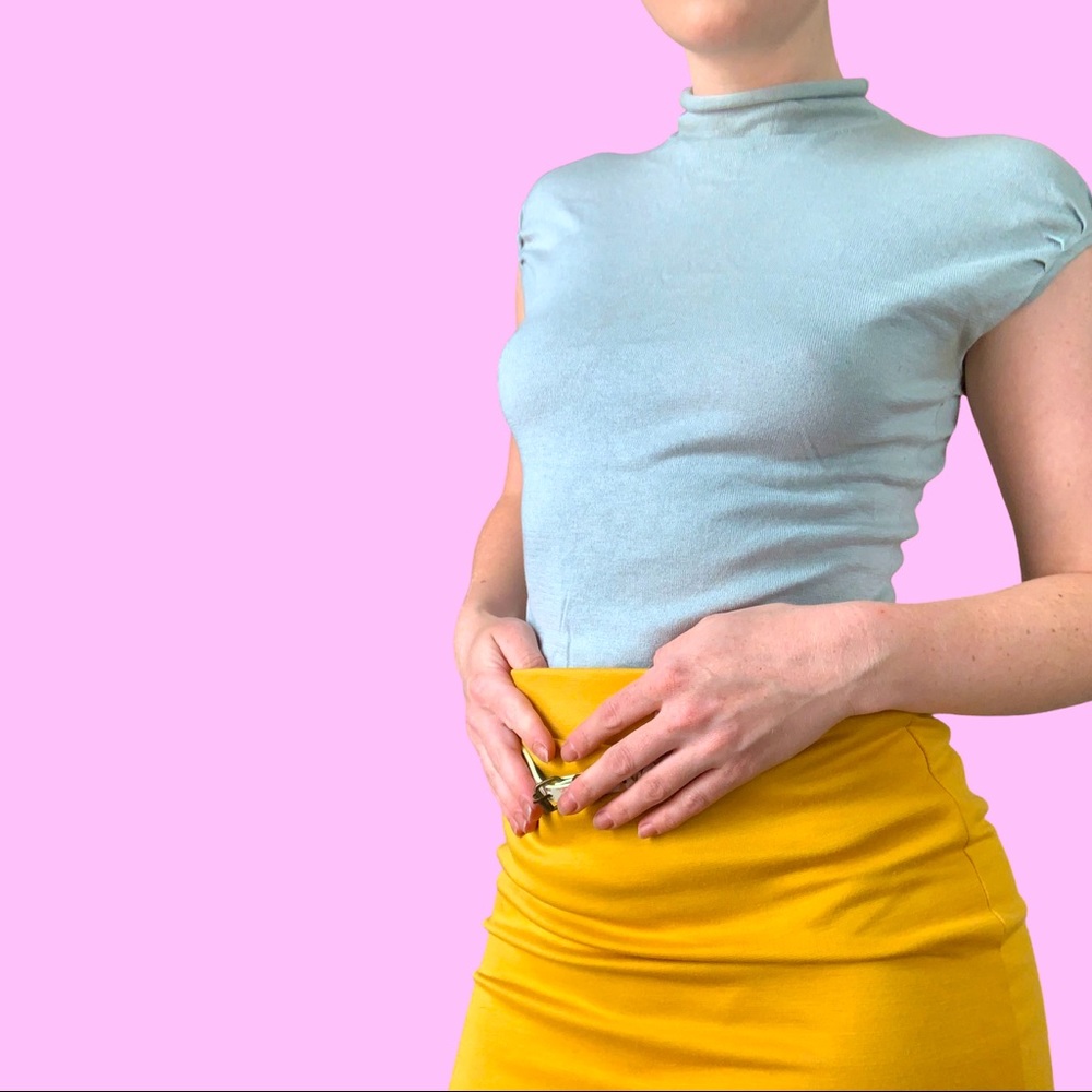 Vintage dusty teal capped sleeve blouse